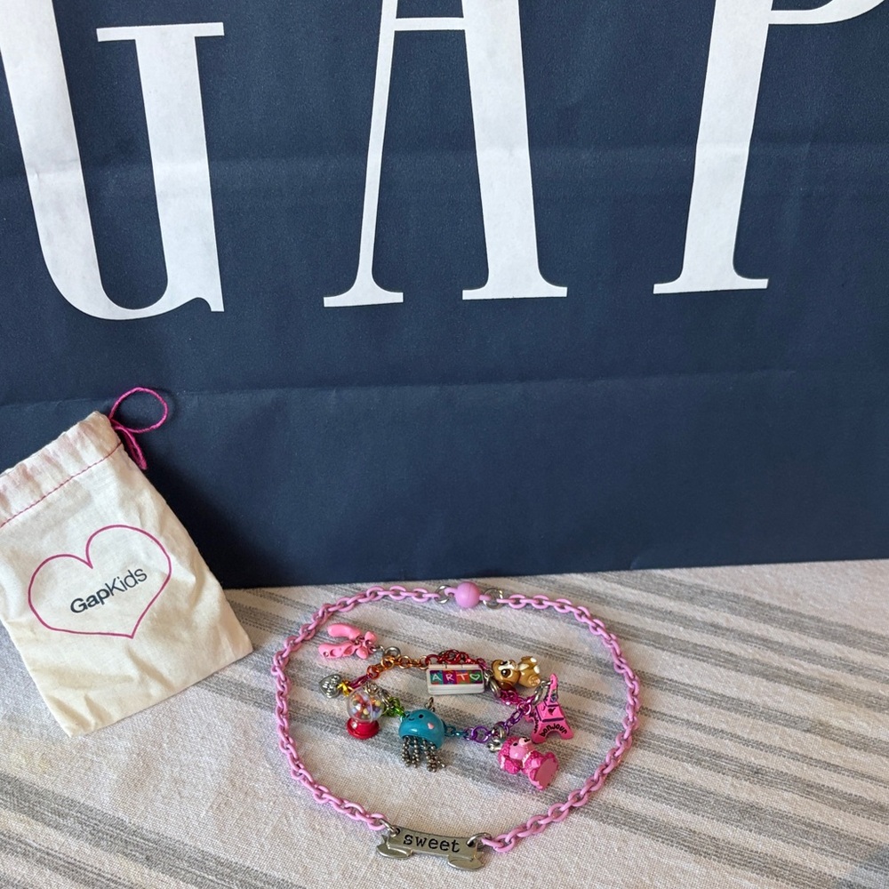 GAP - Bracelet with Colorful Dangling Charms, & Sweet Pink necklace